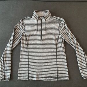 Lululemon 1/4 zip - grey/ black stripes (size S)